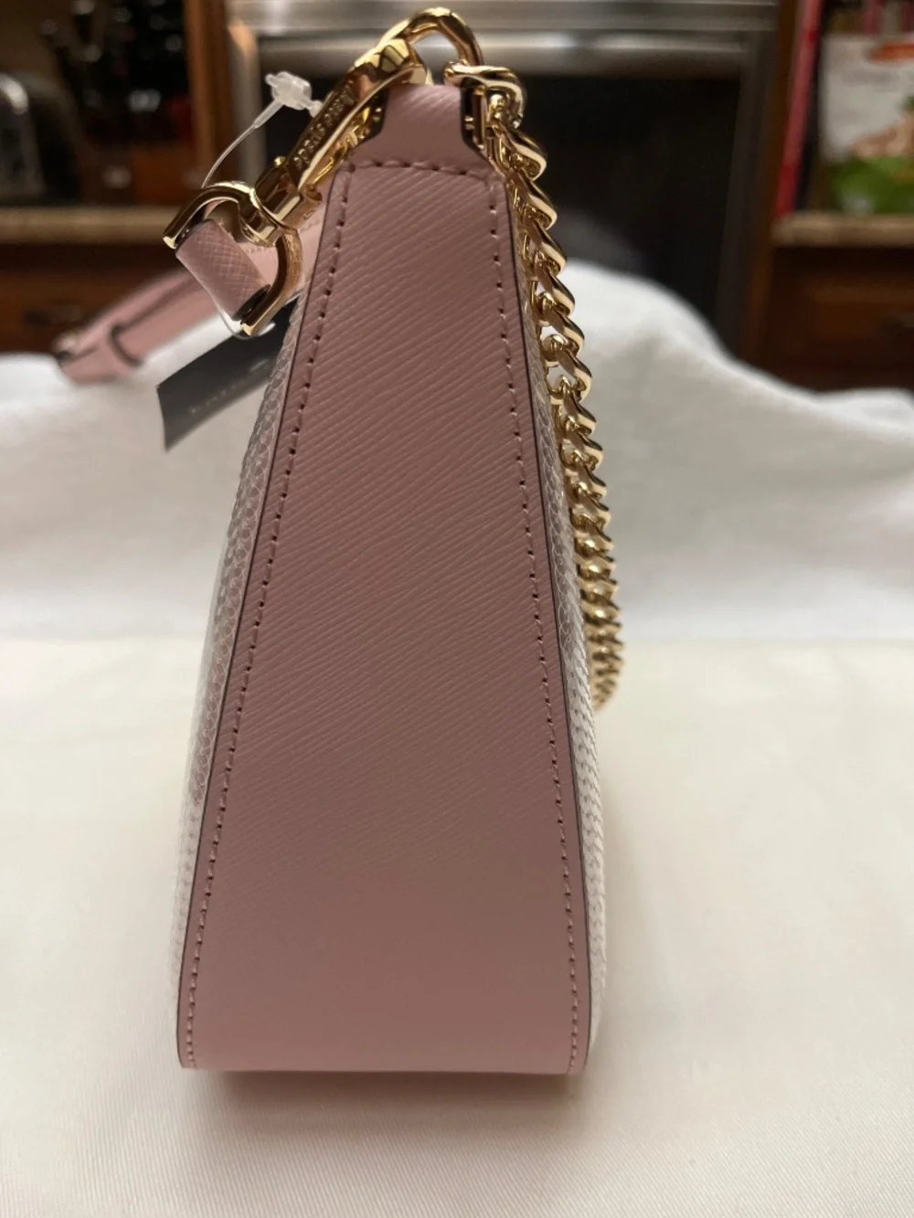NWT Kate Spade Madison Sequin/Leather Convertible Crossbody.  Rose Smoke/Pink.